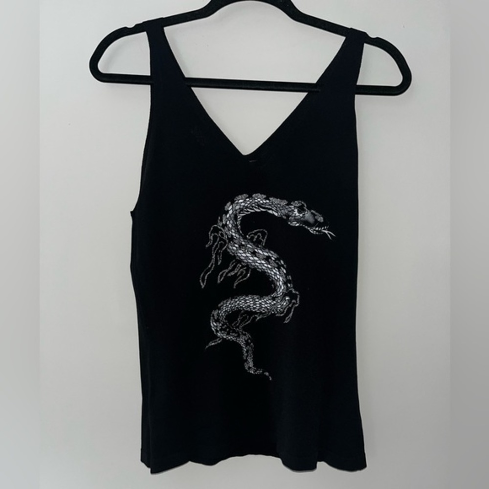 Y2K D. Exterior Snake Black Tank Top